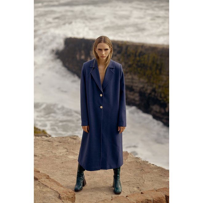 COAT "CHAVIN" - 100% WOOL - BLUE - PERÚ