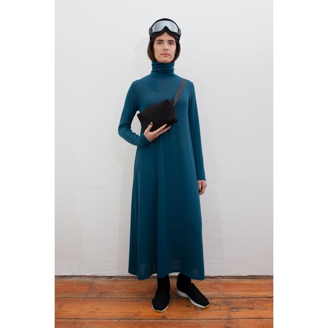 LONG DRESS "LUNA" - 100% BIO JERSEY & COTTON - PETROL BLUE