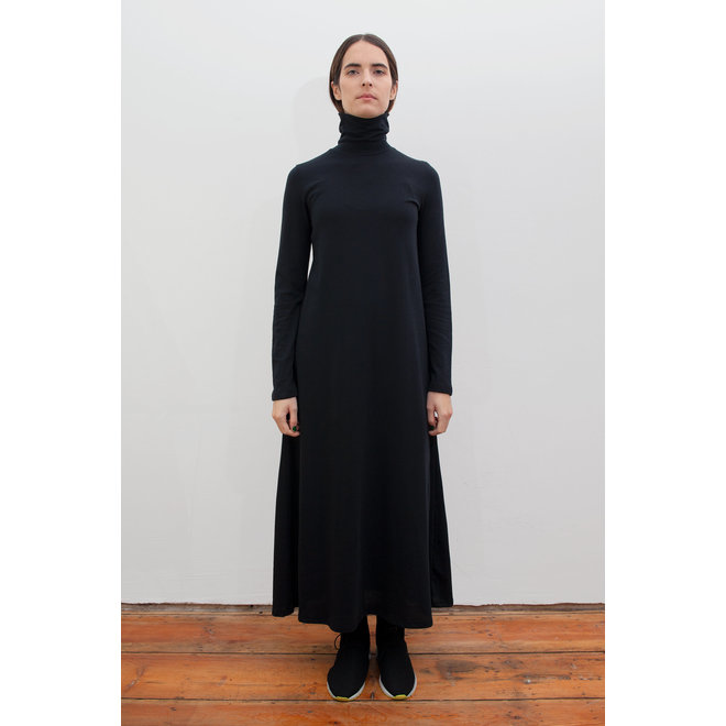 LONG DRESS "LUNA" - 100% BIO JERSEY & COTTON - BLACK