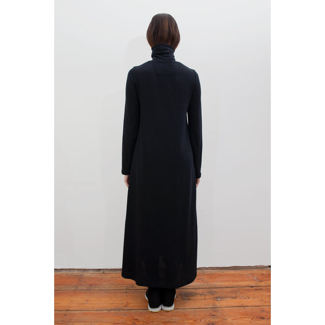 LONG DRESS "LUNA" - 100% BIO JERSEY & COTTON - BLACK