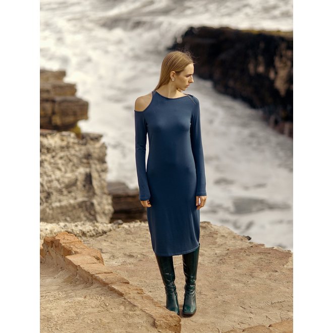 VESTIDO "KATLA" - AZUL PETRÓLEO