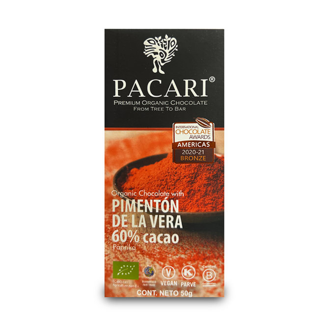 CHOCOLATE ORGÁNICO "PIMENTÓN DE LA VERA" - 50g -  ECUADOR