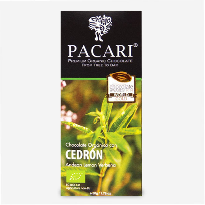 ORGANIC RAW "CHOCOLATE WITH ANDEAN LEMON VERBENA" - 60% COCOA - 50g  - ECUADOR