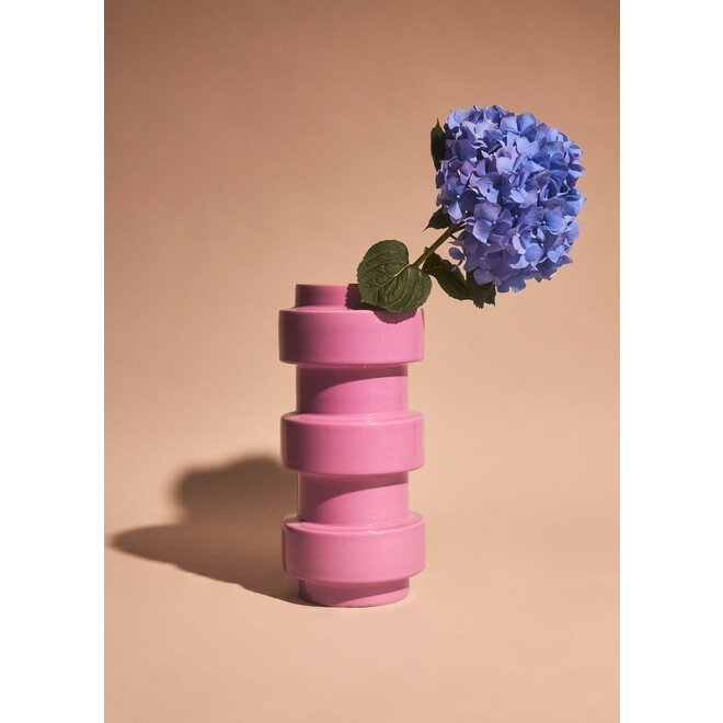 CERAMIC VASE - LOS FLOREROS - TROMPETA - LILA/MANGO