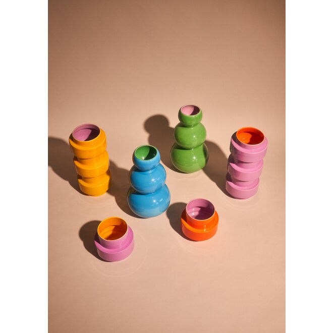 CERAMIC VASE - LOS FLOREROS - TROMPETA - LILA/MANGO