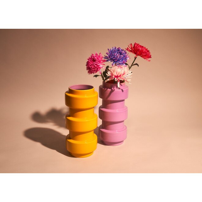 CERAMIC VASE - LOS FLOREROS - TROMPETA - LILA/MANGO