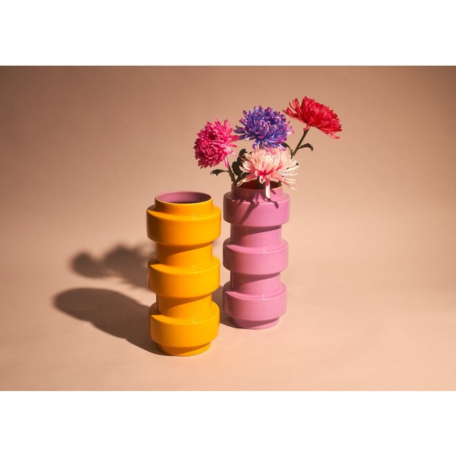 CERAMIC VASE - LOS FLOREROS - TROMPETA - MANGO/LILA