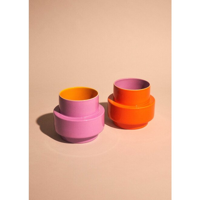 SET 2x VASES - LOS FLOREROS - CENOTE NARANJA/ORANGE - LILA/MANGO