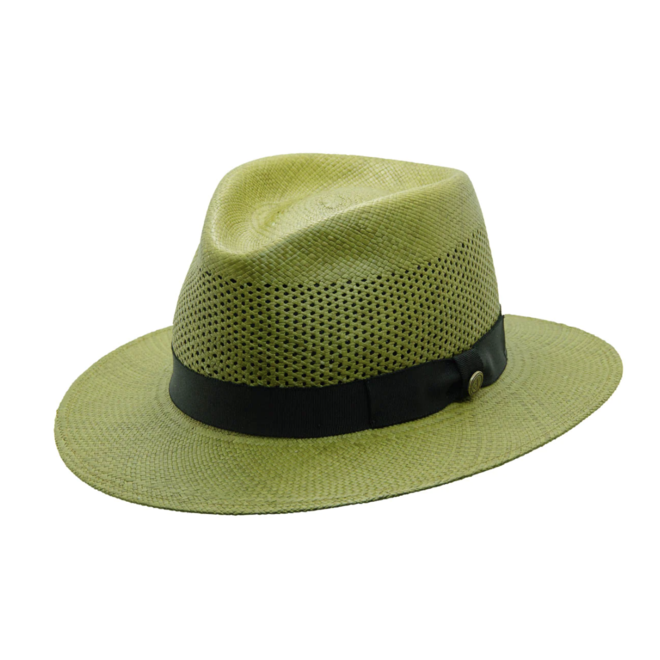 PANAMA HAT "VARON CLASSIC" TOQUILLA AUS ECUADOR - FRESH CROWN -  OLIVE GREEN