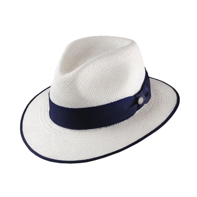 PANAMA HAT "JONSSON CLASSIC" TOQUILLA - WHITE/BLUE - ECUADOR