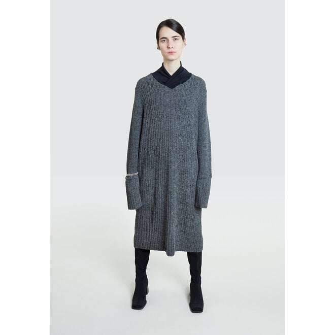 "JUDITH" DRESS - LONG SLEEVES - 100% ALPACA WOOL - BLACK