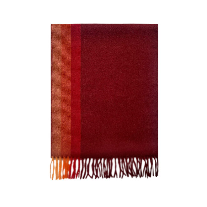 SCARF "LUXE" - 100% BABY ALPACA WOOL - BORDEAUX WITH LINES