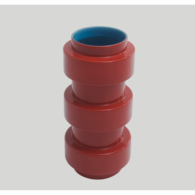 KERAMIKVASE - LOS FLOREROS - TROMPETA - ROT/HELLBLAU CDMX_ST3