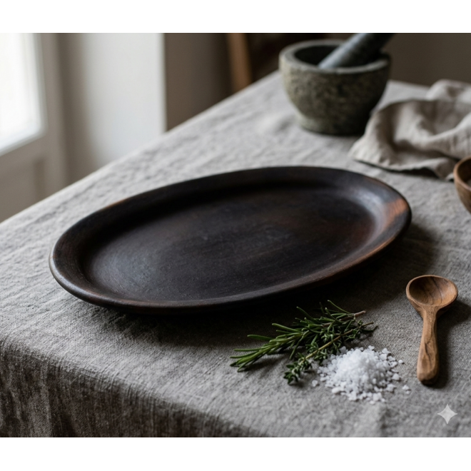 PLATE "CERAMIC POMAIRE" BROWN - NATURAL CLAY - CHILE