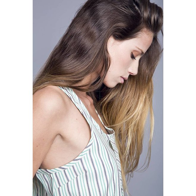 BLUSA - GRIS/VERDE LINEAS