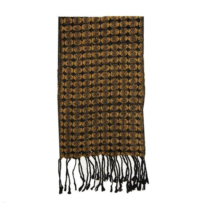 ORGANIC SCARF BROWN/BLACK - 100% ALPACA WOOL - HANDWOVEN