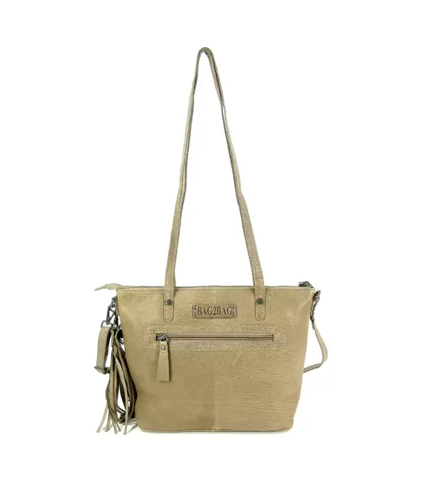 BAG2BAG EVORA Leren damestas schoudertas Grey/taupe