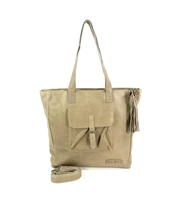 BAG2BAG ALTE ruime leren damestas schoudertas taupe