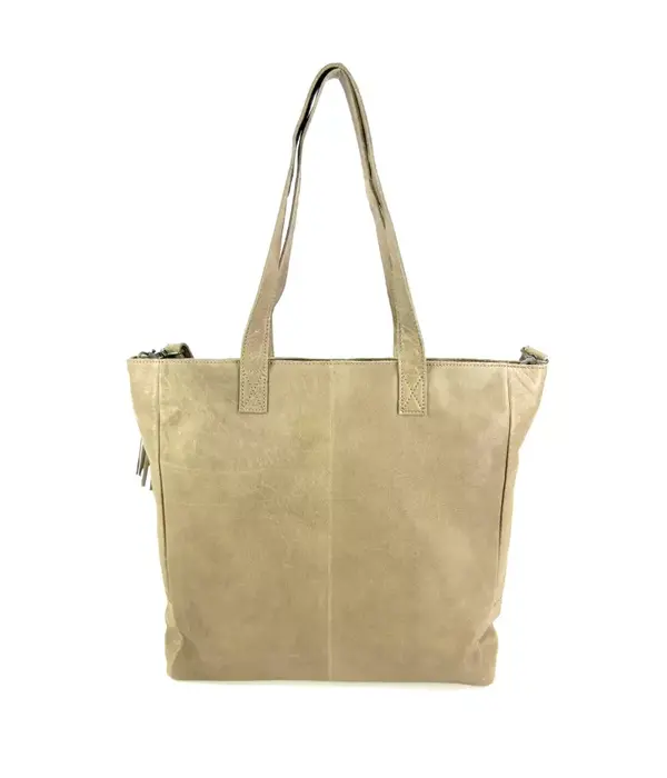 BAG2BAG ALTE ruime leren damestas schoudertas taupe