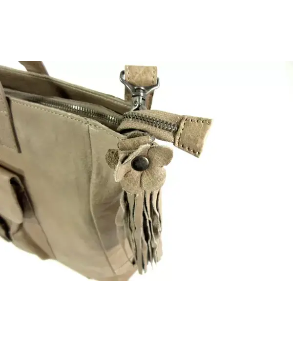 BAG2BAG ALTE ruime leren damestas schoudertas taupe