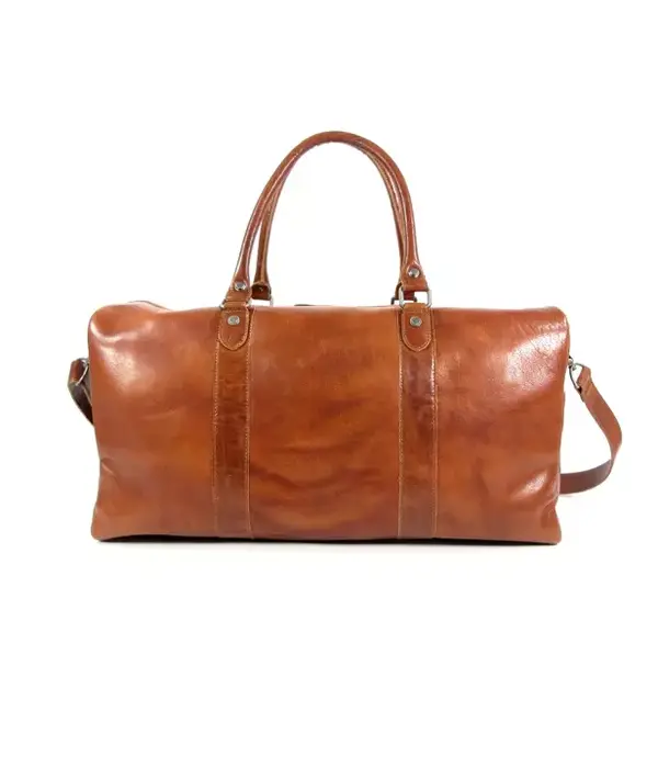 BAG2BAG HAARLEM zeer ruime leren reistas weekender cognac