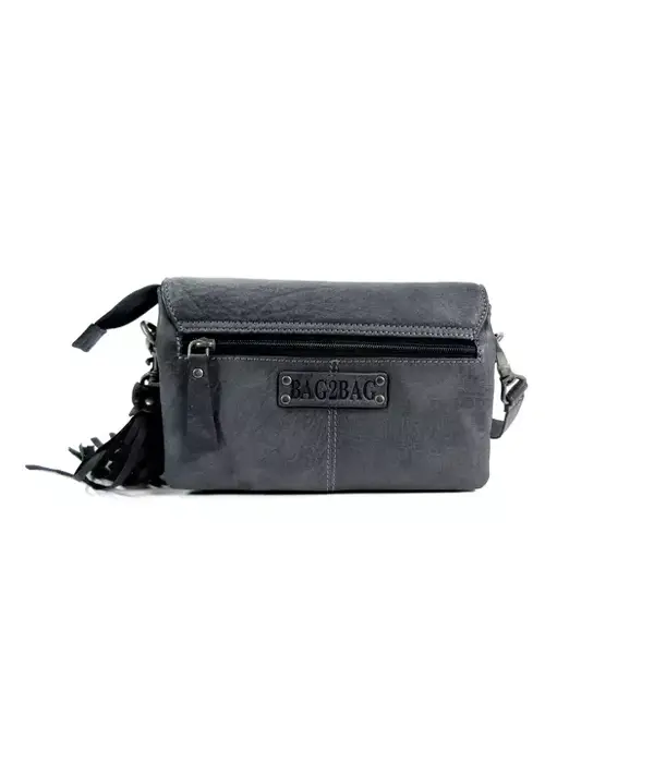 BAG2BAG GARGIA leren clutch c.q. damestas c.q. schoudertasje grijs