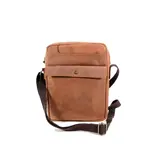 LEATHER DESIGN Soepele leren heren tas met klep op voorvak bruin