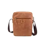 LEATHER DESIGN Soepele leren heren tas met klep op voorvak bruin