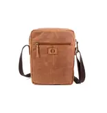 LEATHER DESIGN Soepele leren heren tas met klep op voorvak bruin