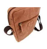 LEATHER DESIGN Soepele leren heren tas met klep op voorvak bruin