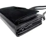 LEATHER DESIGN Leren portemonnee tasje met suede zwart