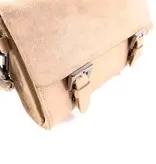 LEATHER DESIGN Chiq leren dames tasje met suede klepsluiting beige