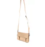 LEATHER DESIGN Chiq leren dames tasje met suede klepsluiting beige