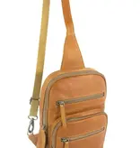 Chesterfield PERU trendy leren crossbody tas cognac