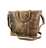 LEATHER DESIGN Hunter leren ruime shopper damestas schoudertas bruin