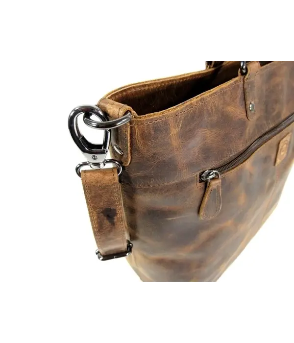 LEATHER DESIGN Hunter leren ruime shopper damestas schoudertas bruin