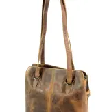 LEATHER DESIGN Hunter leren stoere schoudertas damestas bruin