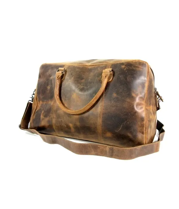 LEATHER DESIGN Hunter leren weekendtas reistas bruin