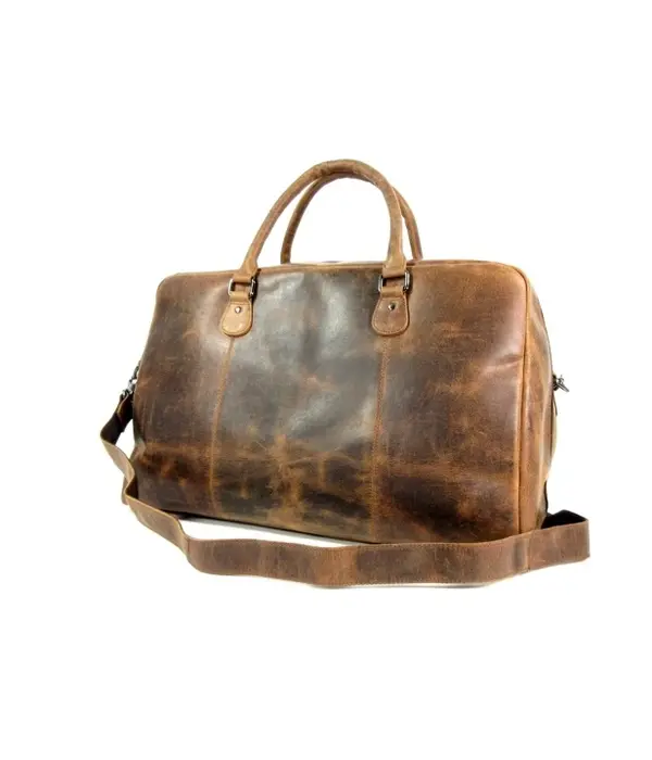 LEATHER DESIGN Hunter leren weekendtas reistas bruin