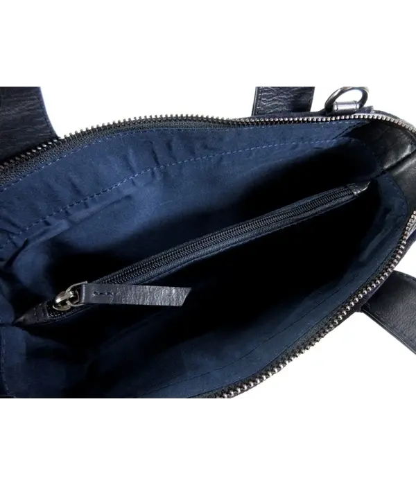 LEATHER DESIGN Chique suede leren dames handtasje navy