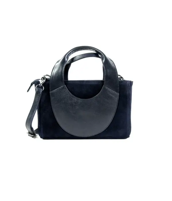 LEATHER DESIGN Chique suede leren dames handtasje navy