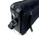 LEATHER DESIGN Chique suede leren damestasje navy