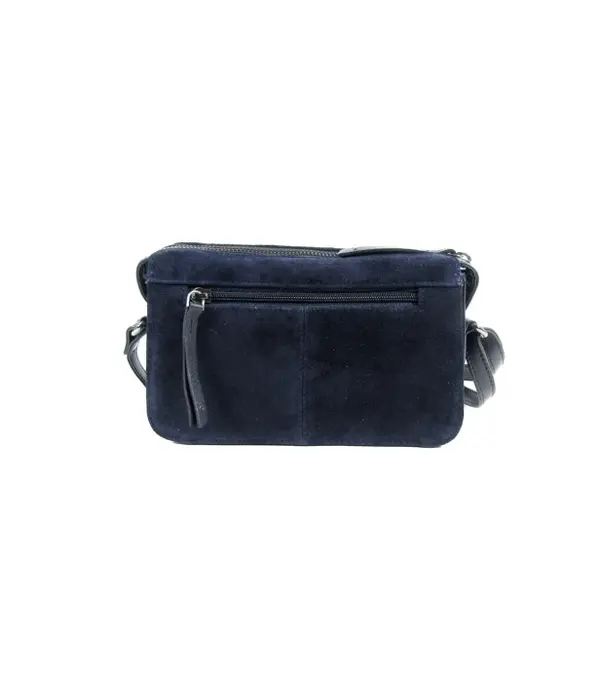 LEATHER DESIGN Chique suede leren damestasje navy