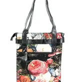 LEATHER DESIGN Dames hand- en schoudertas hoog model flower rose