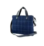 LEATHER DESIGN 3 vaks tweed damestasje schoudertasje  blauw