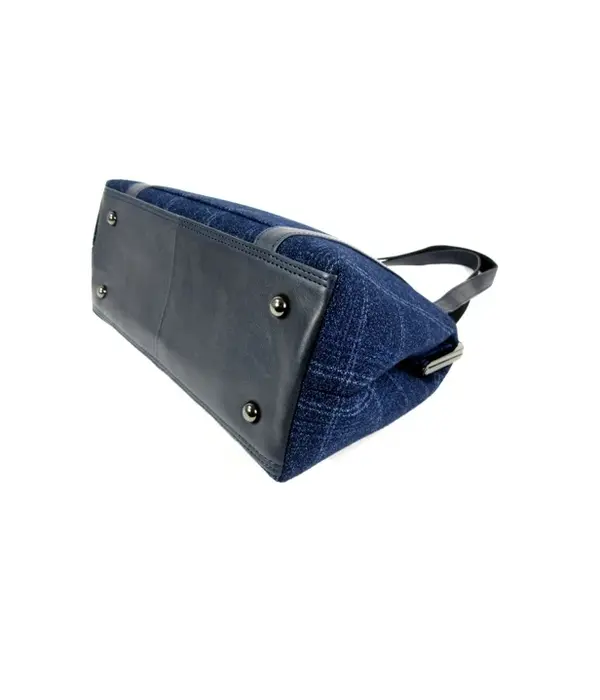 LEATHER DESIGN Retro beugeltas dames handtas blauw