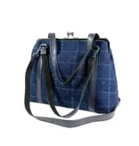 LEATHER DESIGN Retro beugeltas dames handtas blauw