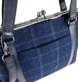 LEATHER DESIGN Retro beugeltas dames handtas blauw