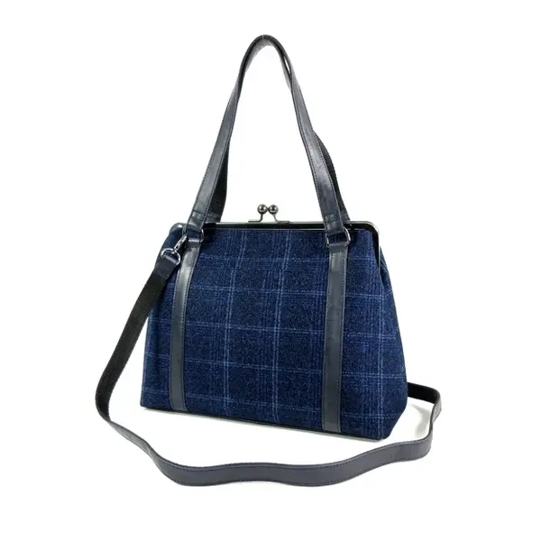 Retro beugeltas dames handtas blauw