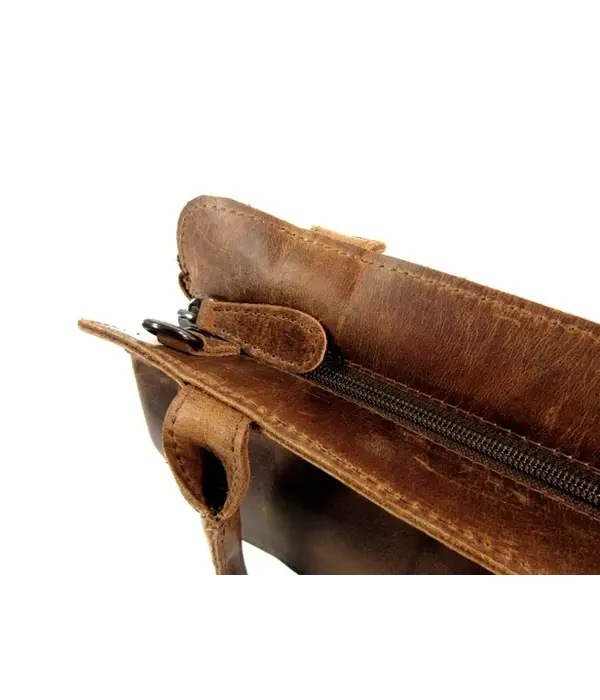 LEATHER DESIGN Handig handtasje schoudertasje hunter leer bruin